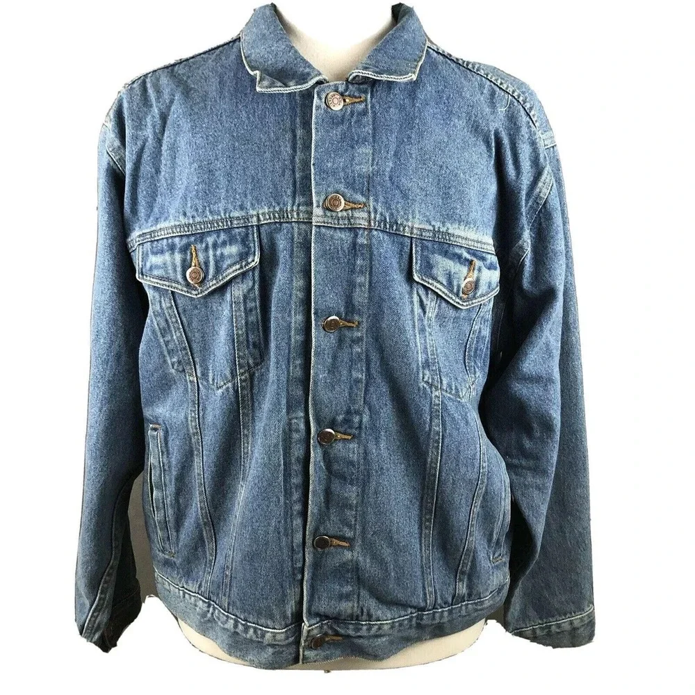 High Sierra Vintage 90s Blue Jean Denim Jacket Large‎ Rockabilly Trucker Coat